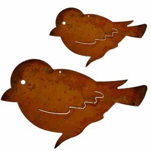 Metalen decoratieve vogel om op te hangen of aan een stokje Roestdecoratie voor de tuin en woonkamer