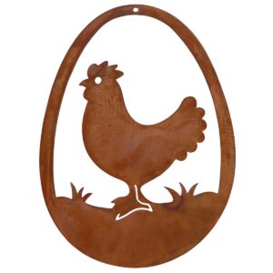 Paasdecoratie kip in het ei | Hangende raamdecoratie voor Pasen | 15 cm x 11 cm
