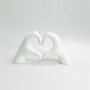 Polyresin hand hart wit