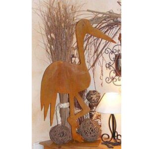 Decoratiepatina ooievaar | 80 cm | op grondplaat | Vintage tuinbeeldje