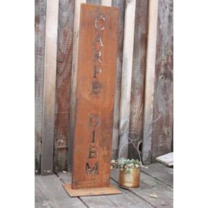 Carpe Diem Patina-standaard | Decoratief metalen bord