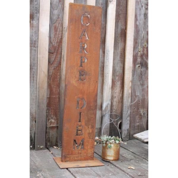 Carpe Diem Patina-standaard | Decoratief metalen bord